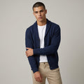 Dama Washington Beau shawl collar cardigan Blue - model front view