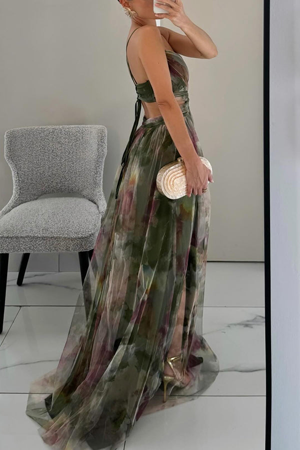 Stella | Women's Chiffon Maxi Dress Multicolor Pleat