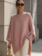 Dama Washington Camille women's oversized sweater pink crew neck - front view