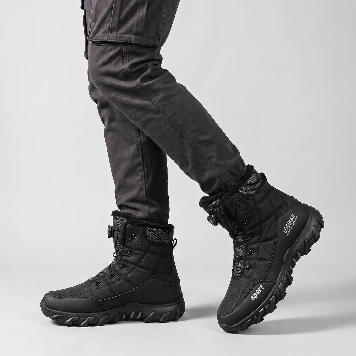 Dama Washington Lars sherpa lined winter snow boots Black - on foot detail