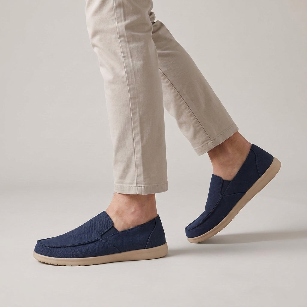 Dama Washington Ines canvas slip on loafers Blue - on foot detail