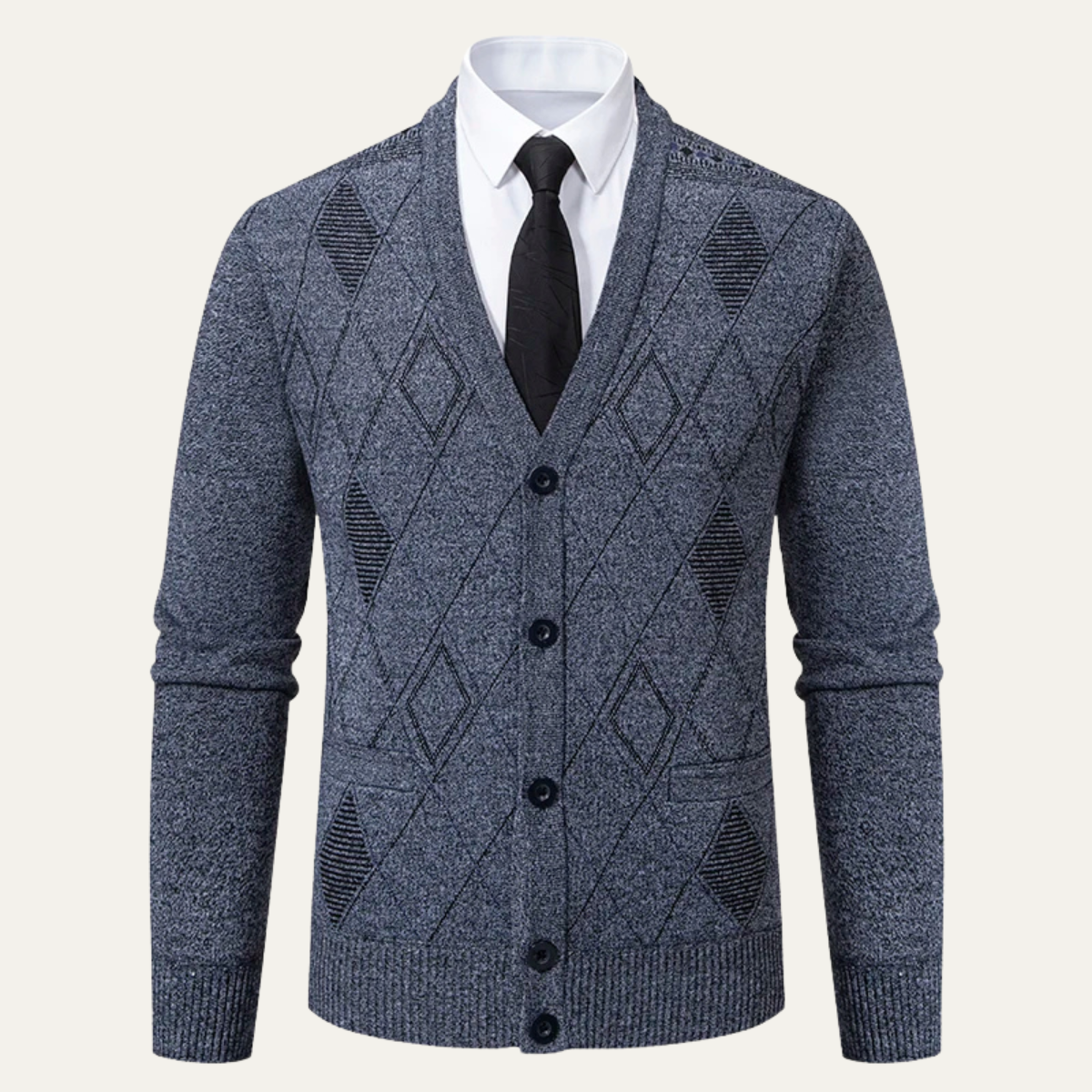 Nash | Men's Argyle Cardigan Navy Button Up