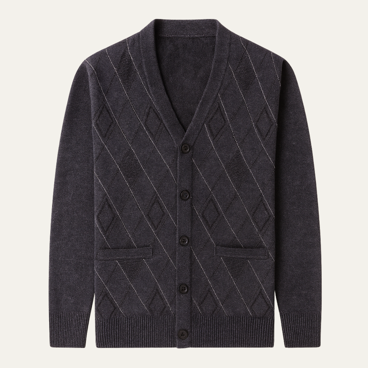 Nash | Men's Argyle Cardigan Navy Button Up