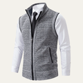 Dama Washington Beau men's sweater vest gray zip up collared - front view