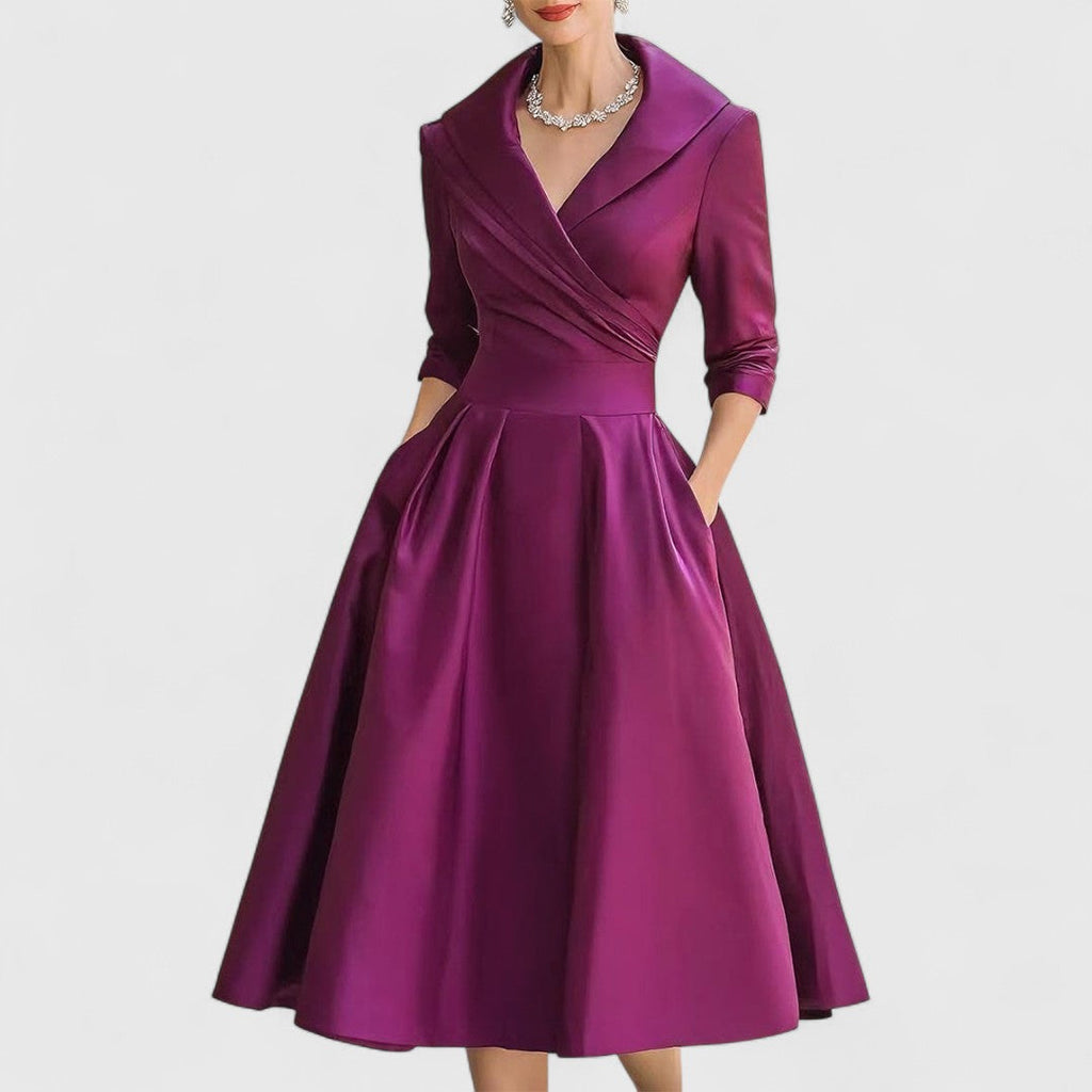 Dama Washington Vera women's a line midi dress navy three quarter sleeve - view 5