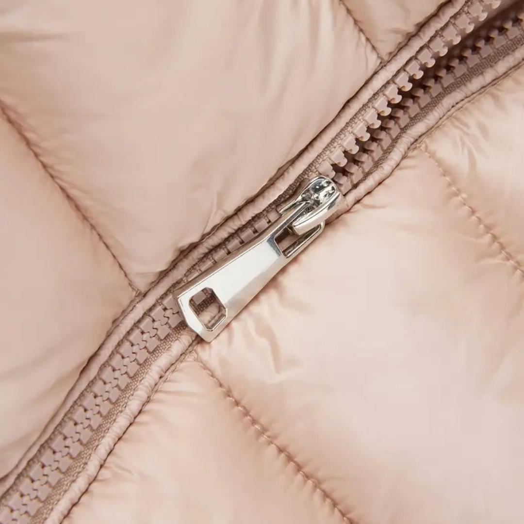 Ayla | Women's Puffer Jacket Cream Hooded Belted
