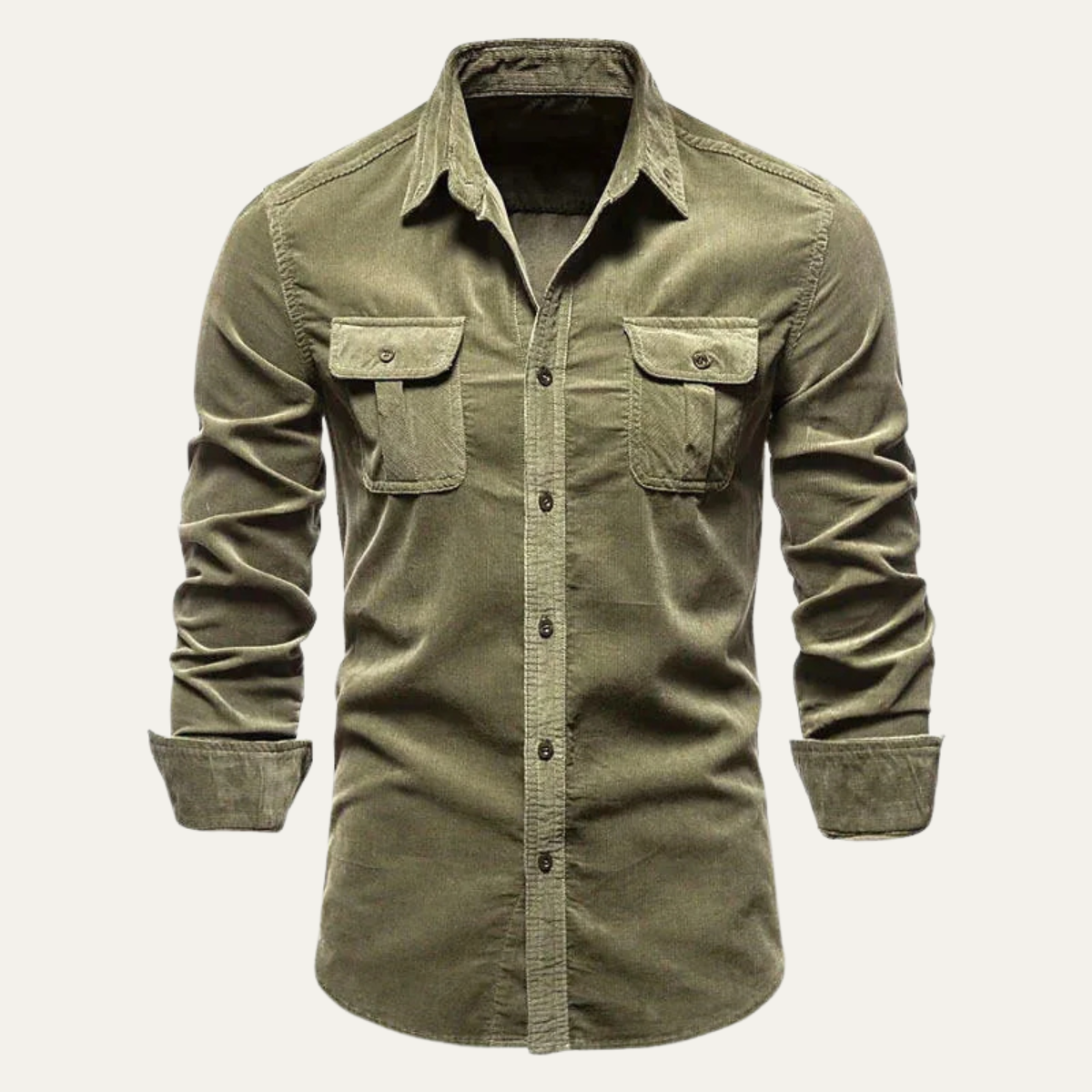 Axel | Men's Casual Corduroy Shirt Brown Long Sleeve