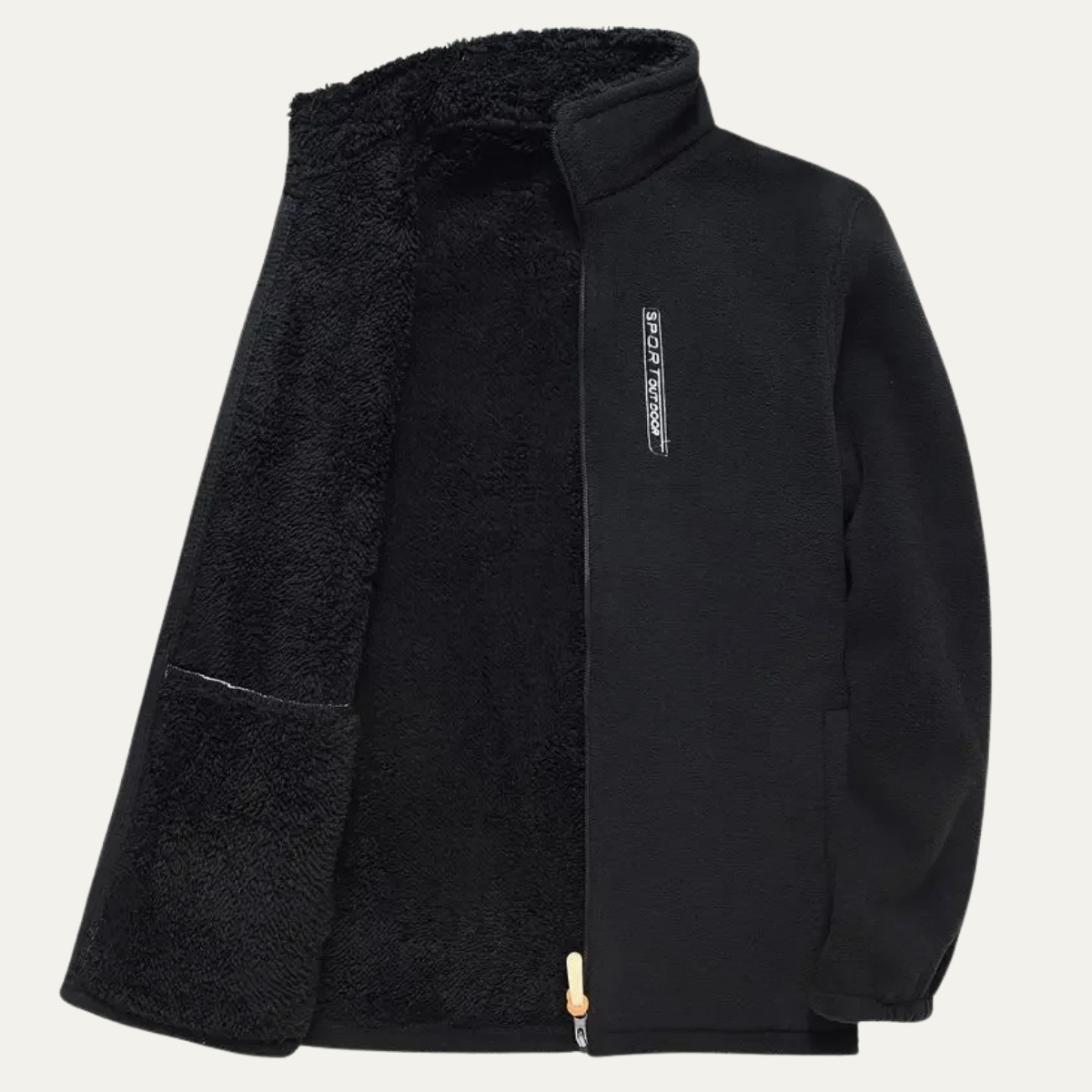 Axel | Men's Fleece Zip Up Jacket Dark Gray Sherpa Lined