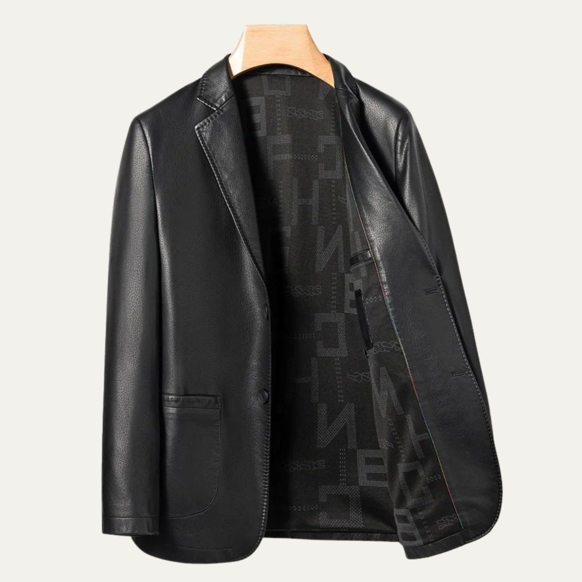 Rhys | Men's Faux Leather Blazer Black