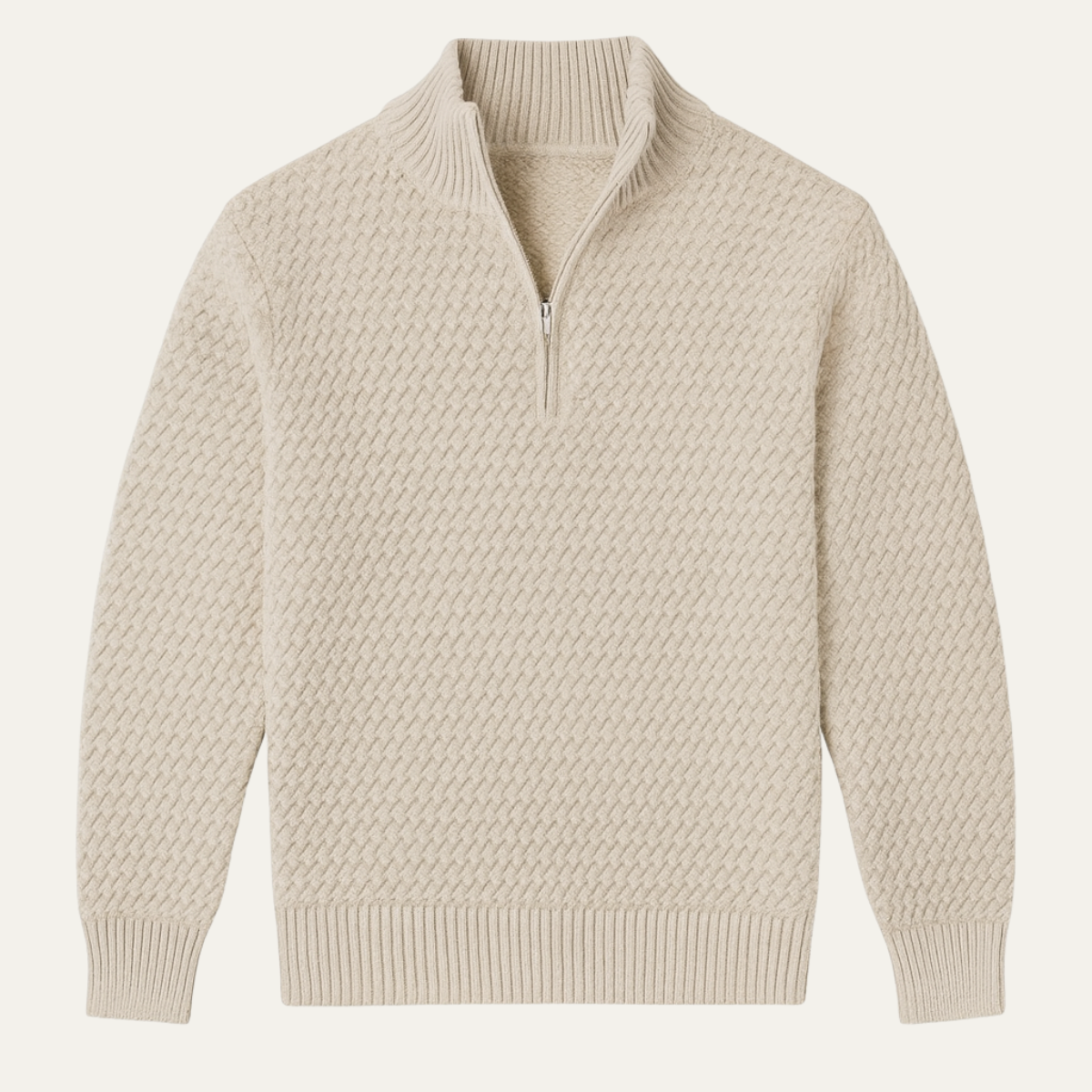 Ezra | Men's Quarter Zip Sweater Navy Ribbed Knit