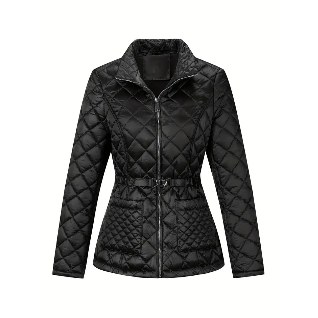 Demi | Women's Quilted Puffer Jacket Black Belted