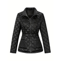 Dama Washington Demi women's quilted puffer jacket black belted - front view