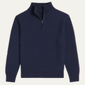 Dama Washington Ezra men's quarter zip sweater navy ribbed knit - front view
