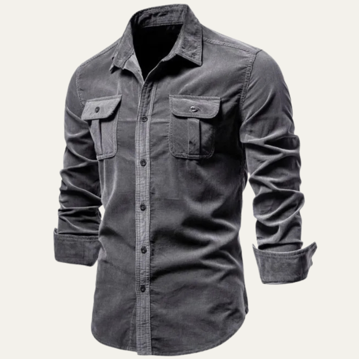 Axel | Men's Casual Corduroy Shirt Brown Long Sleeve