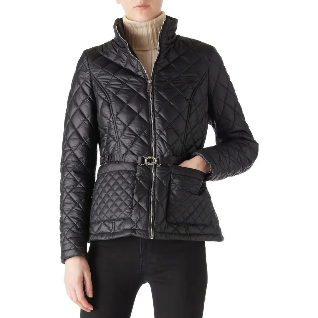 Demi | Women's Quilted Puffer Jacket Black Belted