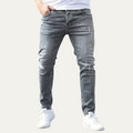 Dama Washington Beau men's ripped slim fit jeans gray stretch - front view
