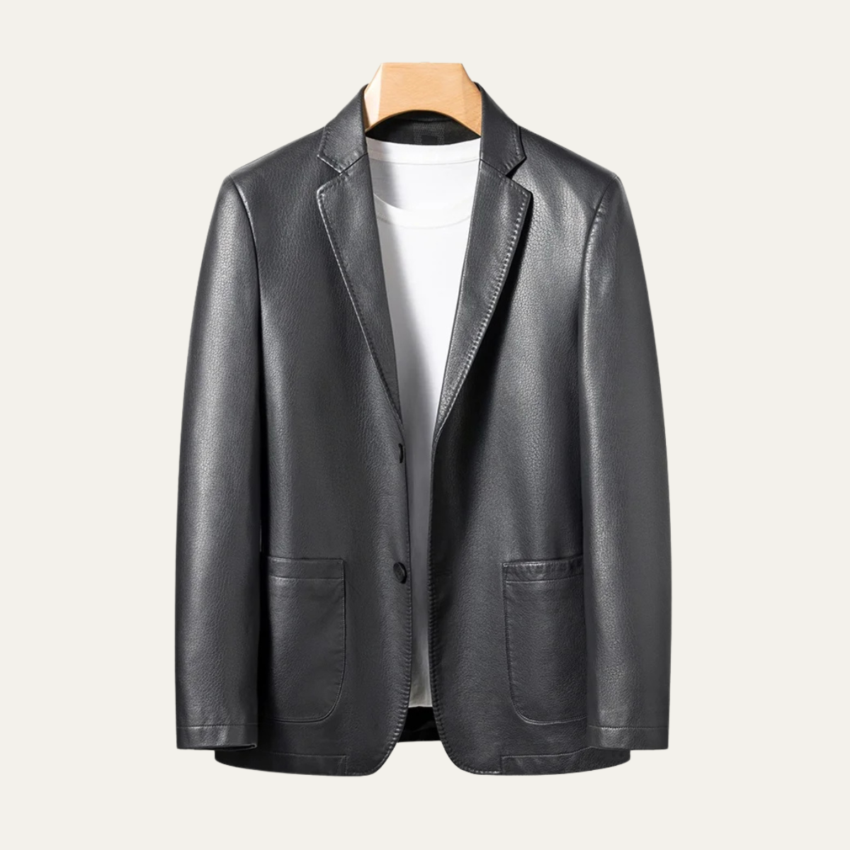Rhys | Men's Faux Leather Blazer Black
