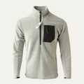 Dama Washington Flint men's quarter zip sweater cream textured chest pocket - front view