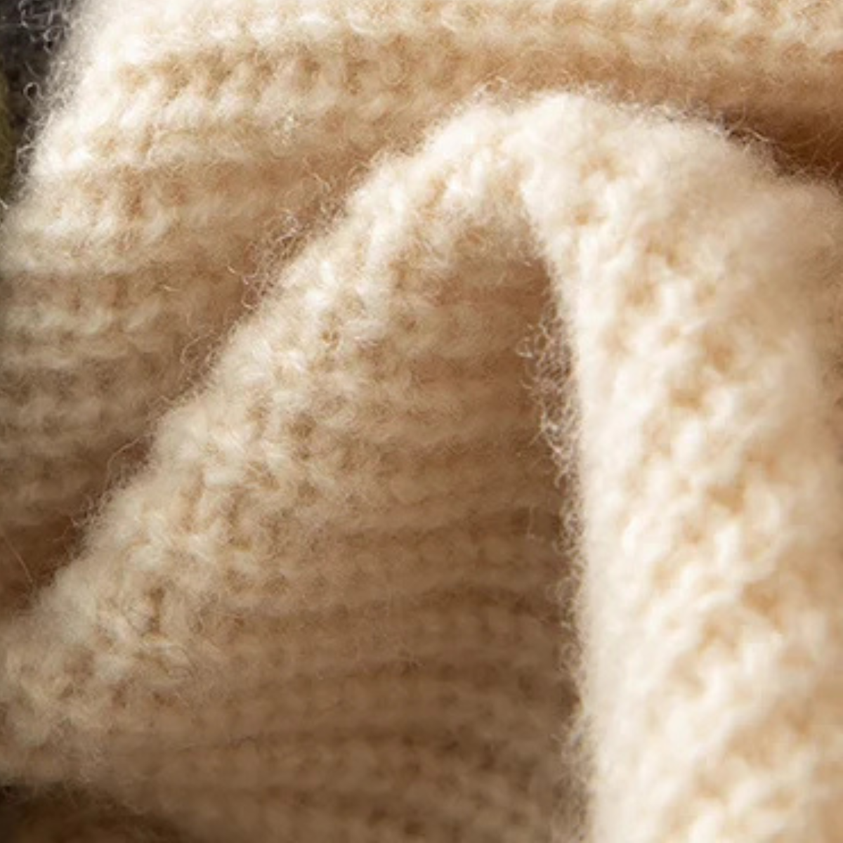 Sage | Men's Crew Neck Sweater Cream Ribbed Knit