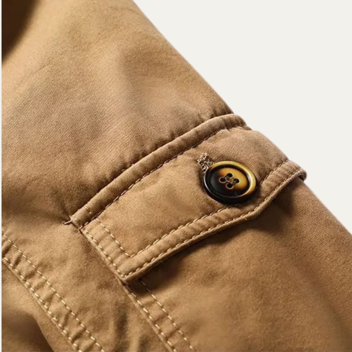 Cole | Men's Puffer Jacket Khaki Hooded Fleece Lined