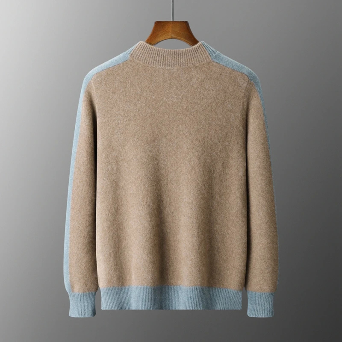Ines | Men's Colorblock Cashmere Cardigan Cream Light Blue