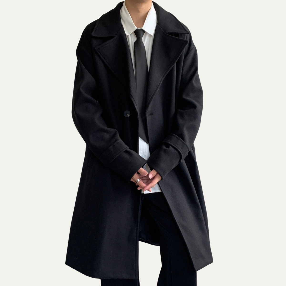 Nash | Men's Wool Overcoat Black Long