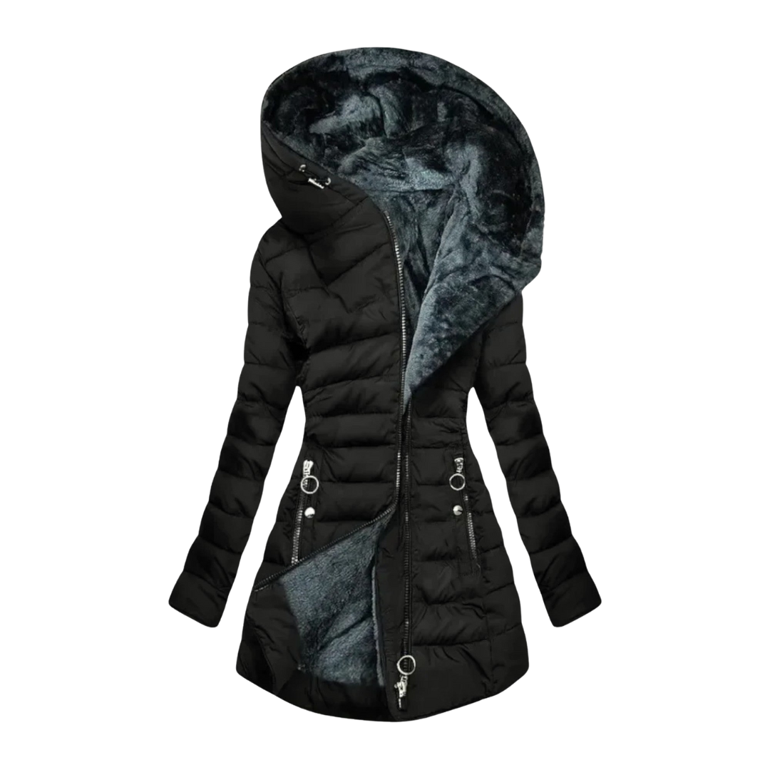 Lola | Women's Quilted Puffer Coat Sage Green Sherpa Lined