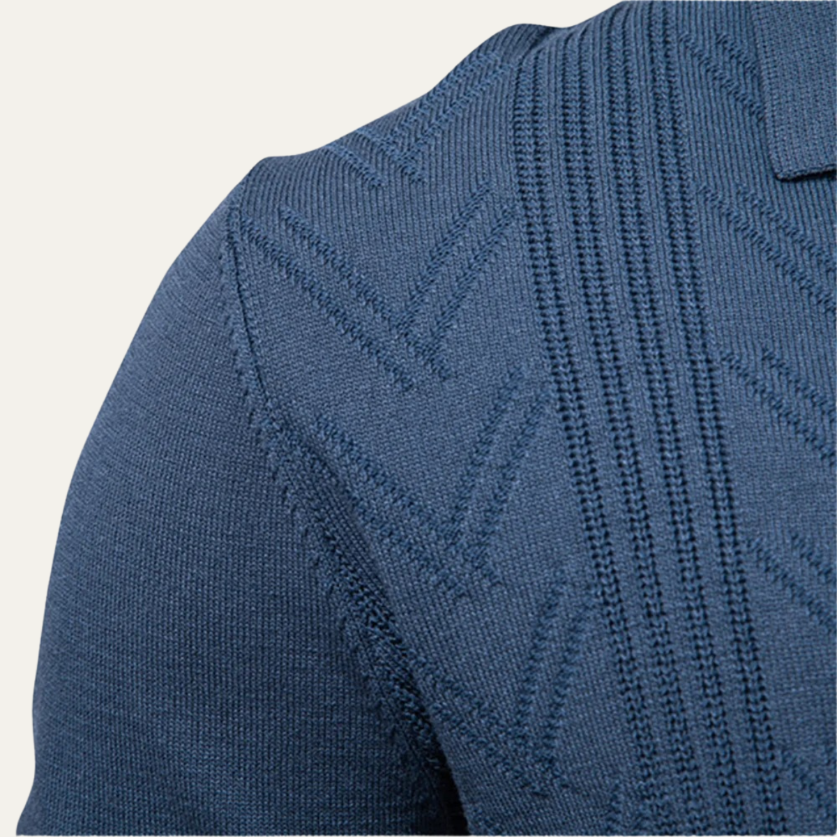 Voss | Men's Cream Cable Knit Sweater Collared V Neck