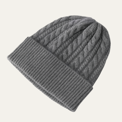 Dama Washington Arlo men's cable knit beanie gray warm winter hat - front view
