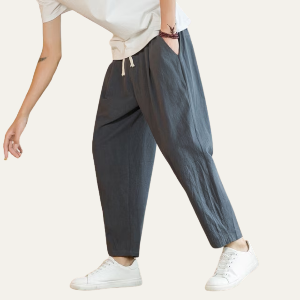 Dama Washington Beau men's linen pants cream loose fit drawstring - view 10