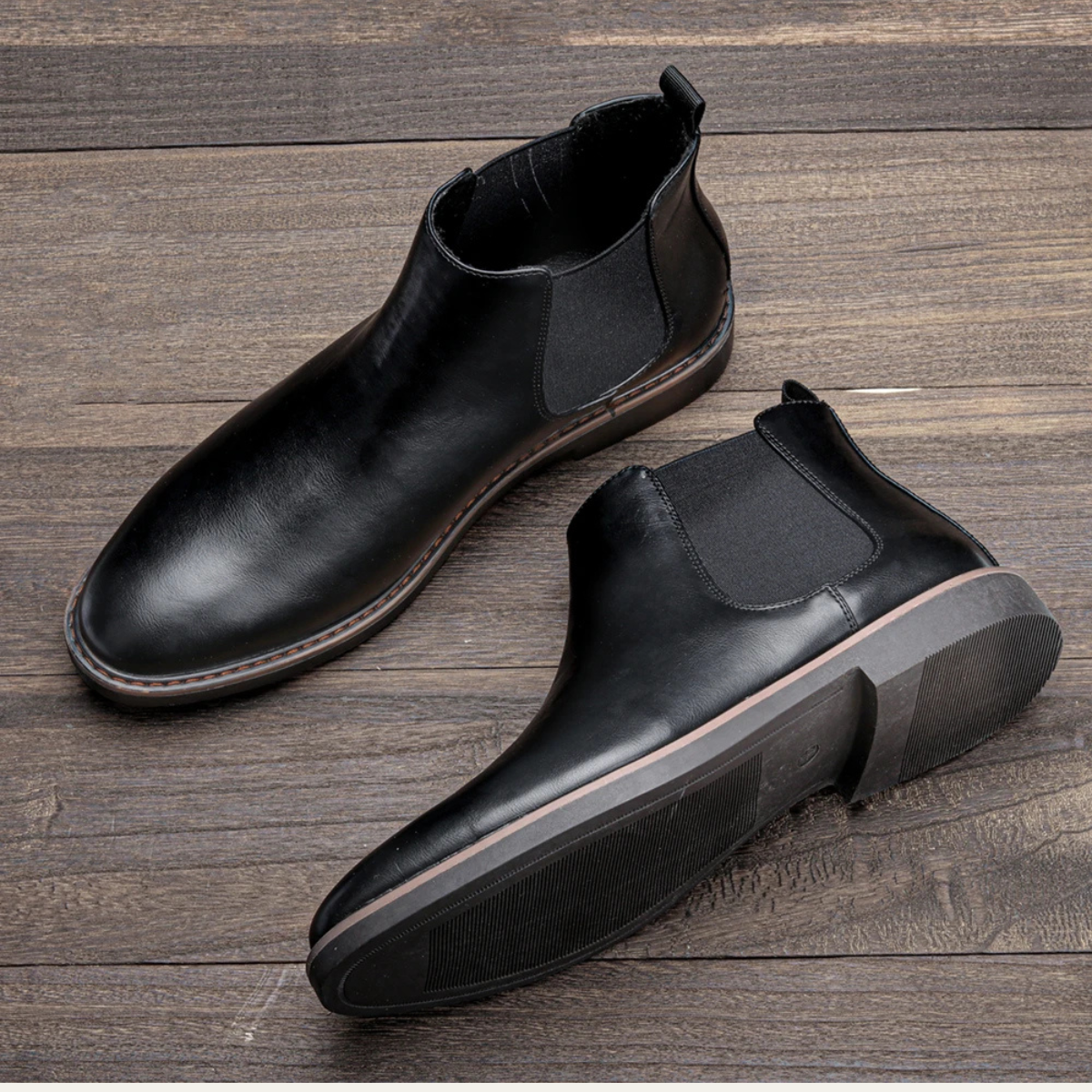 Beau | Men's Chelsea Leather Ankle Boots Brown