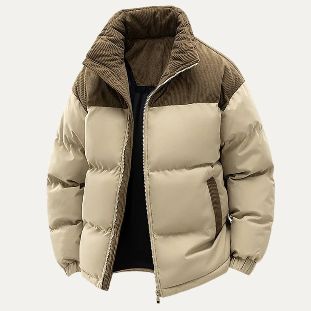 Ezra | Men's Puffer Jacket Black Hooded Quilted Winter