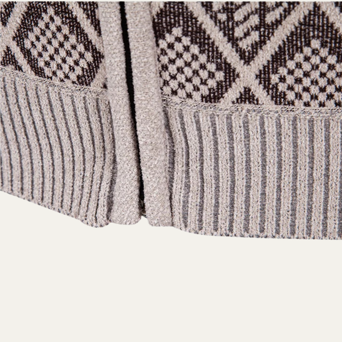 Ezra | Men's Smart Casual Diamond Patterned Cardigan Cream