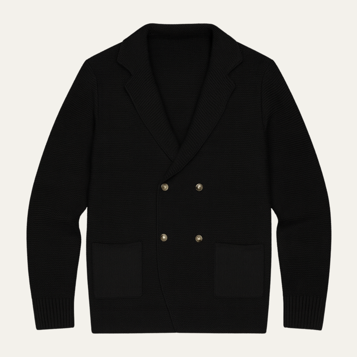 Beau | Men's Smart Casual Double Breasted Cardigan Black Knit