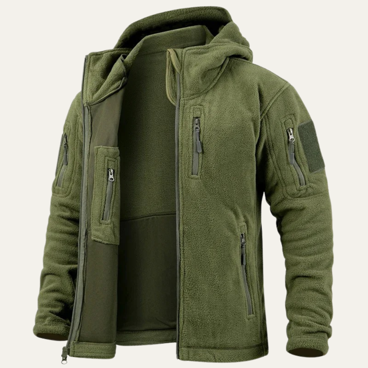 Axel | Men's Fleece Jacket Camel Hooded Tactical Multi Pocket