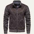 Dama Washington Hector men's cable knit zip up sweater charcoal gray - front view