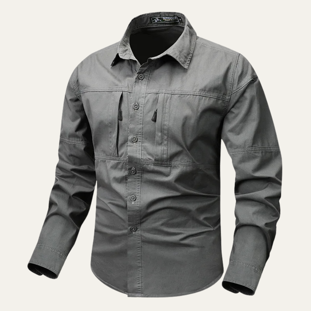Ezra | Men's Utility Button Up Shirt Olive Green Multiple Pockets