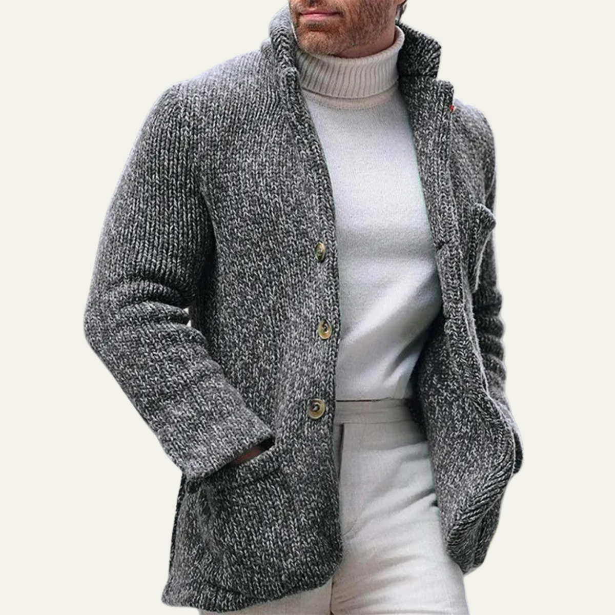 Beau | Men's Smart Casual Cardigan Navy Blue Button Up Knit
