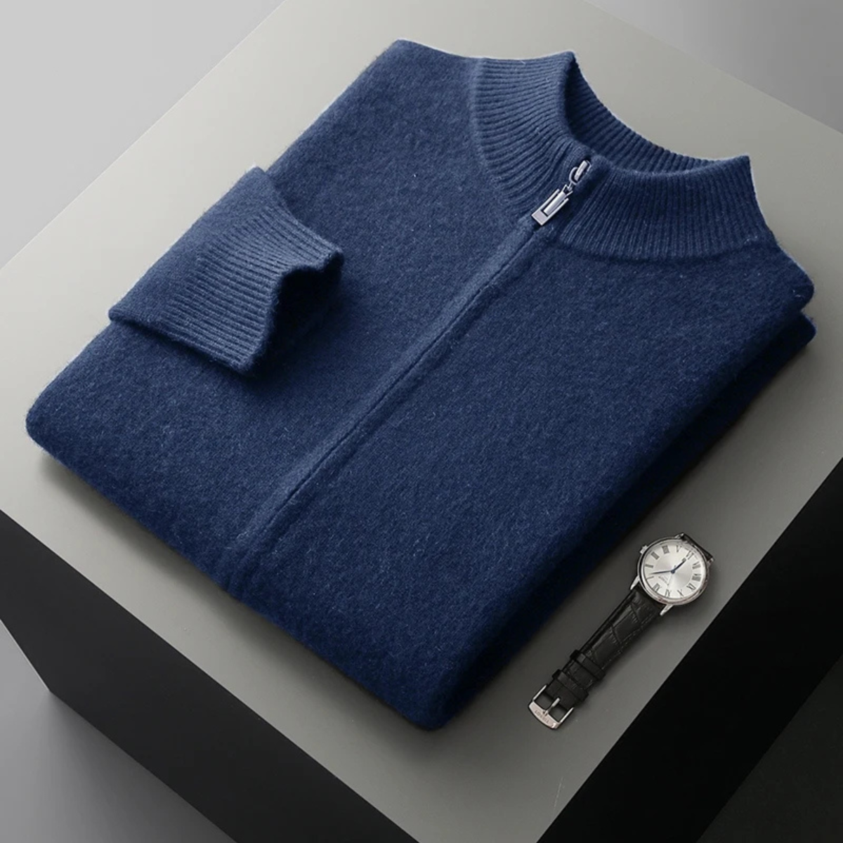 Sage | Men's Cream Quarter Zip Sweater Wool Blend