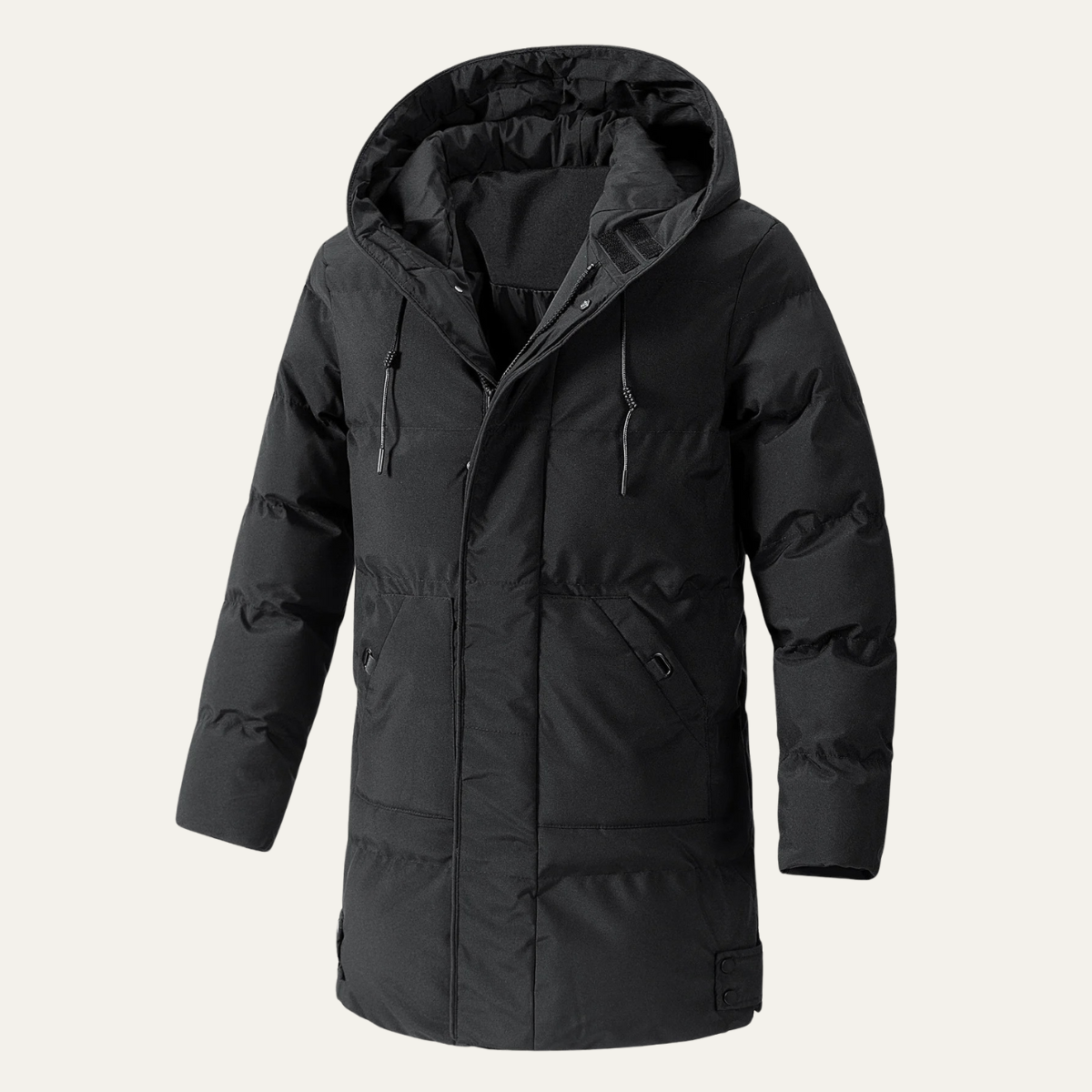 Axel | Men's Puffer Coat Olive Long Hooded Winter