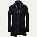 Dama Washington Voss men's smart double breasted wool coat black - front view