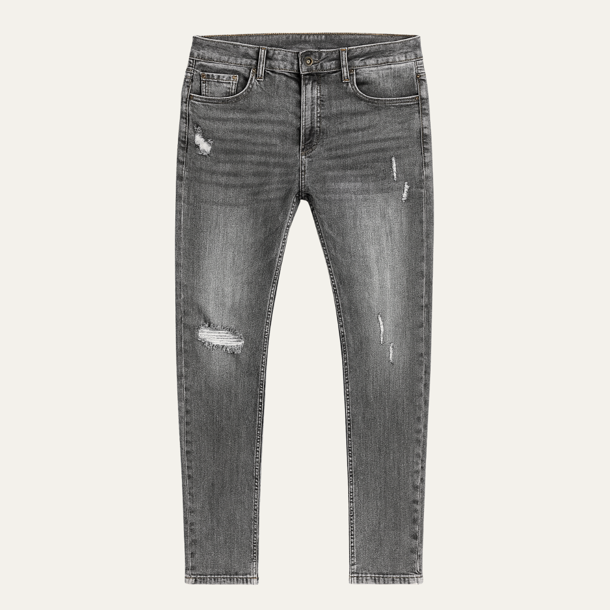 Beau | Men's Ripped Slim Fit Jeans Gray Stretch
