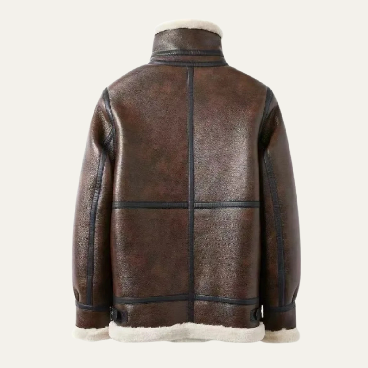 Ash | Men's Sherpa Collar Leather Jacket Brown