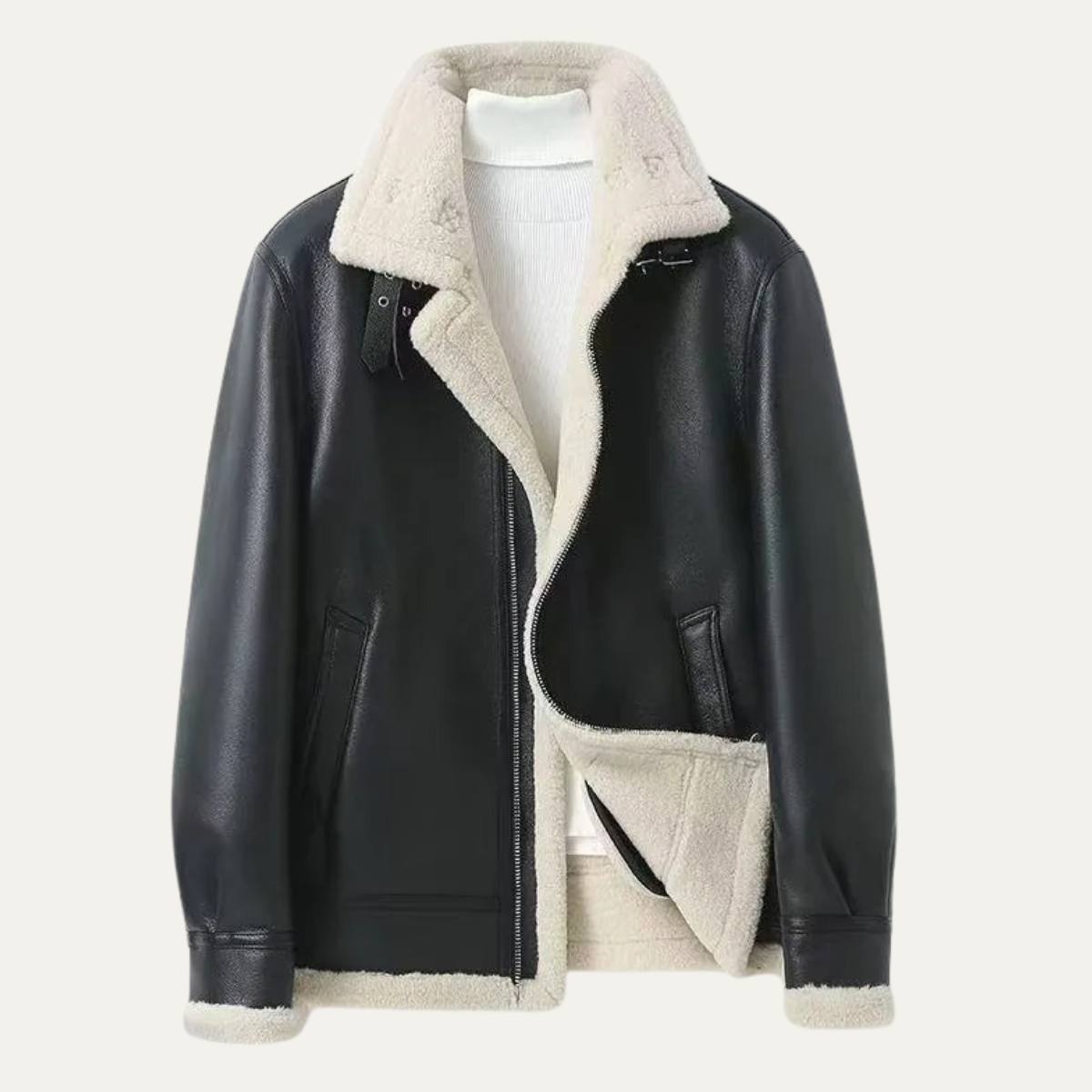Ash | Men's Sherpa Collar Leather Jacket Brown