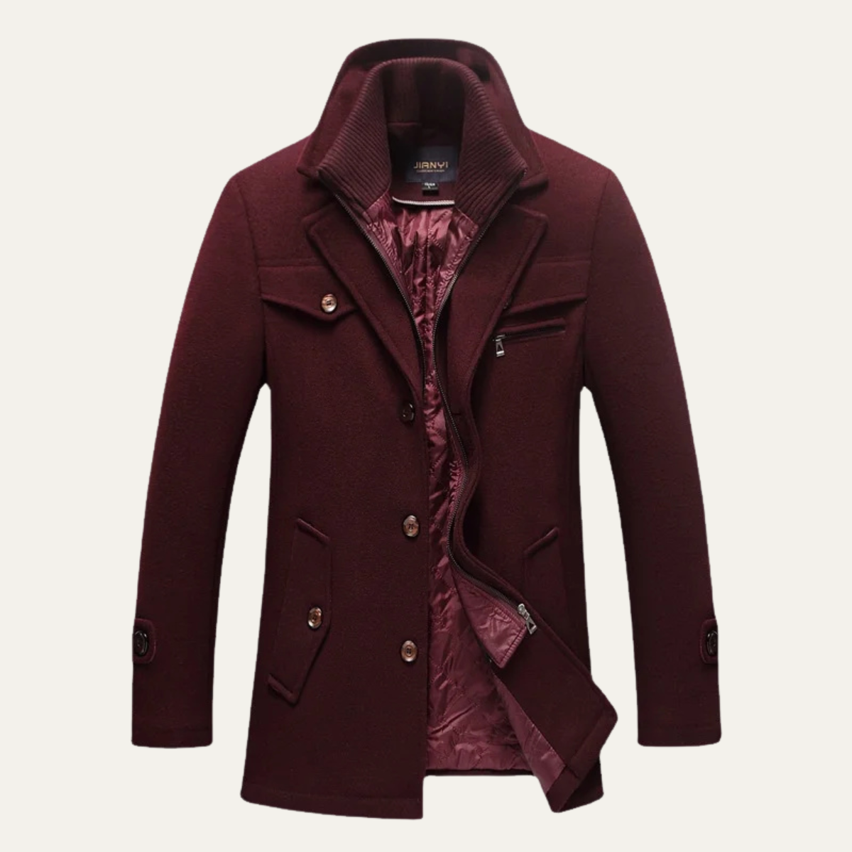 Beau | Men's Wool Blend Overcoat Camel Quilted Lining