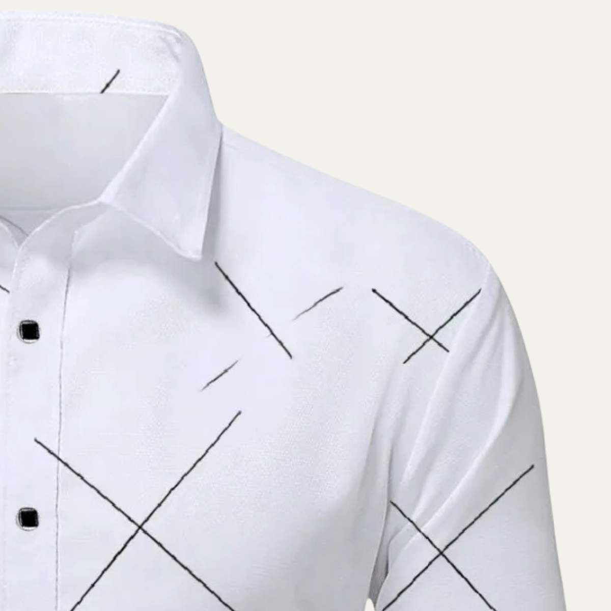 Axel | Men's Dress Shirt White Geometric Print Long Sleeve