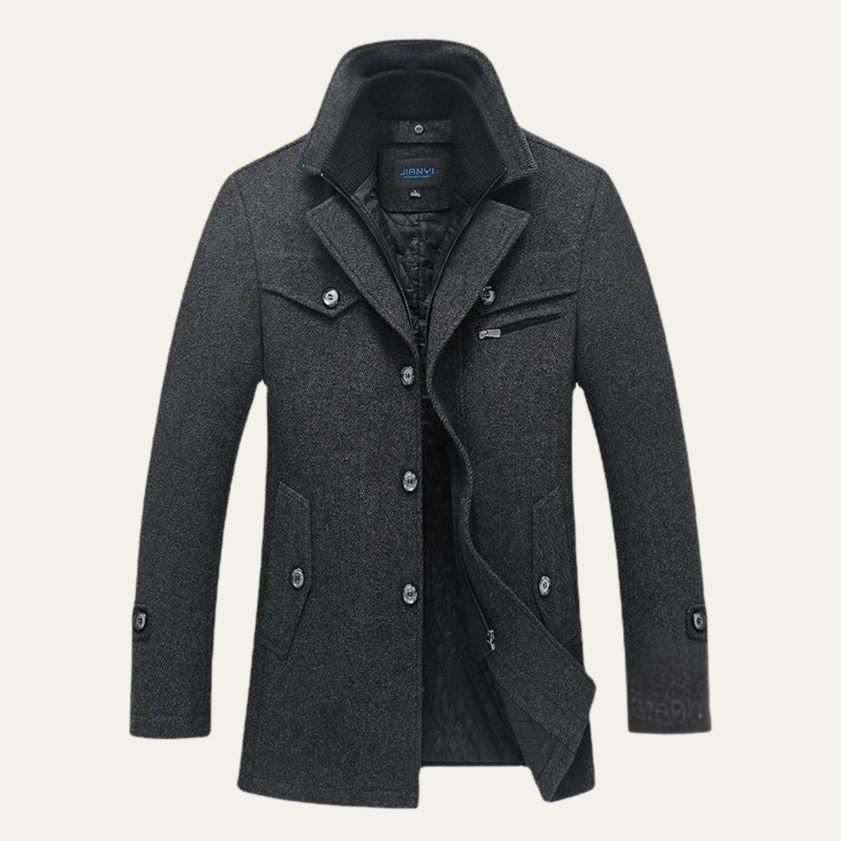 Beau | Men's Wool Blend Overcoat Camel Quilted Lining