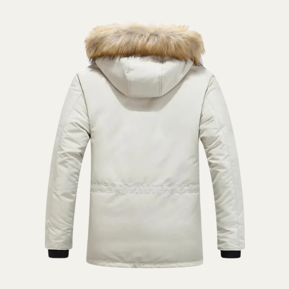 Ash | Men's Puffer Coat Cream Faux Fur Hood Water Resistant