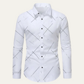 Dama Washington Axel men's dress shirt white geometric print long sleeve - front view