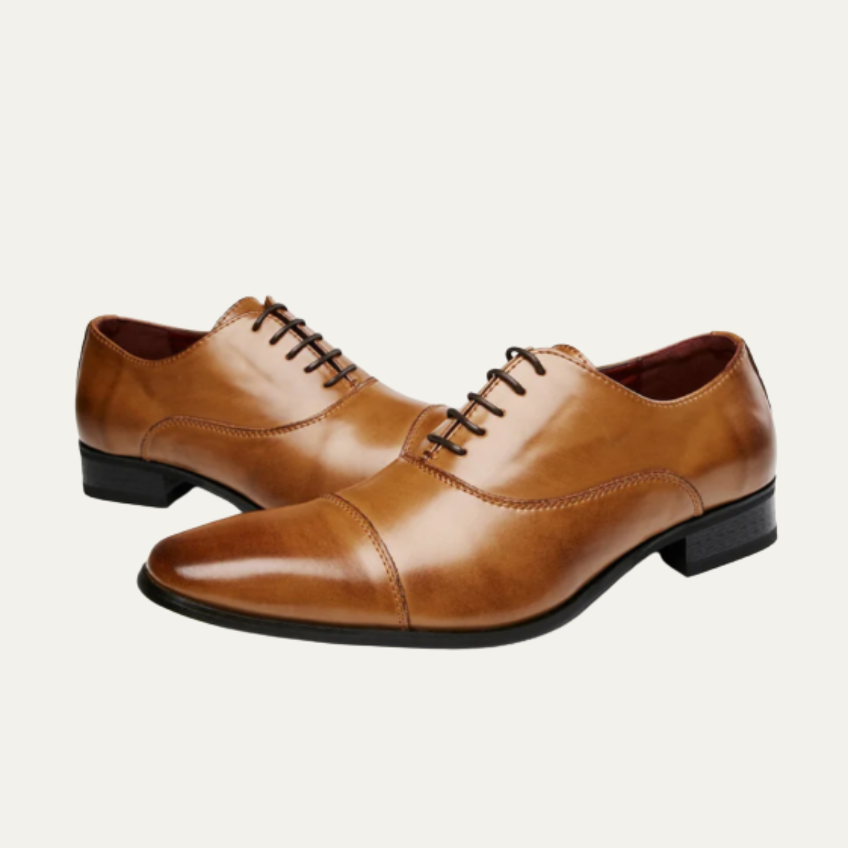 Ezra | Men's Polished Leather Oxford Brown Dress Shoes